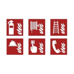Etiquetas de iconos de seguridad contra incendios